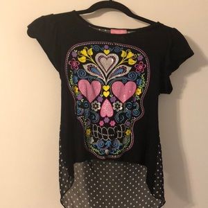 Candy Skull sheet shirt size 10/12